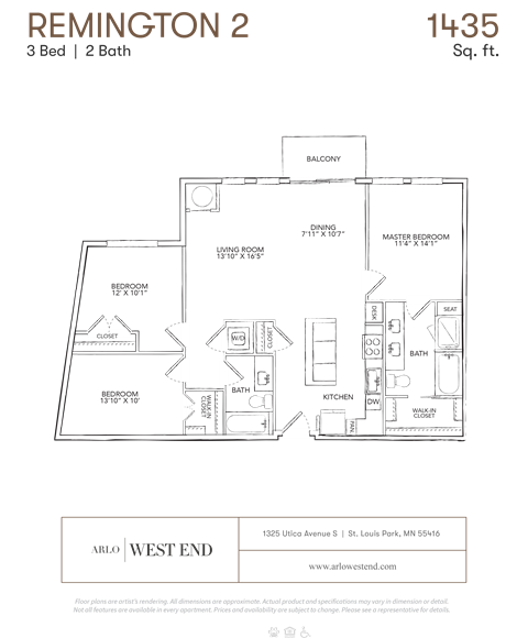 floor plan of a 2 bedroom apartment